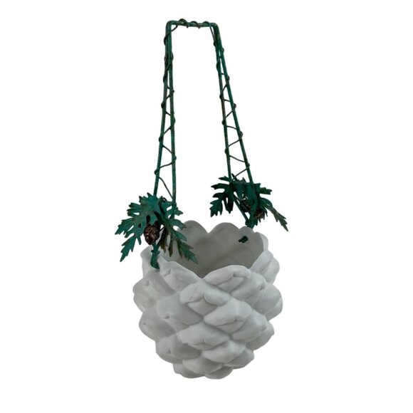 Vintage Dept 56 Balsam GreeneryPine Cone Hanging Planter Christmas Ceramic Metal - Picture 13 of 14
